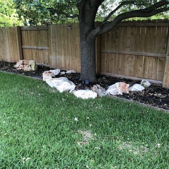 Giraffe Tree & Landscaping Services - Moved and formatted rocks, new border with mulch and new sod - Tree Services Near Me Giraffe Tree & Landscaping Services - Moved and formatted rocks, new border with mulch and new sod - Tree Services Near Me