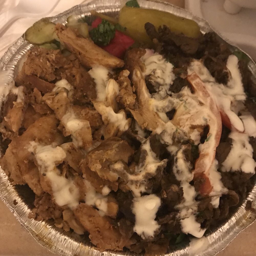 Shawarmania - Mixed shawarma plate over salad - Halal Near Me - Astoria, New York