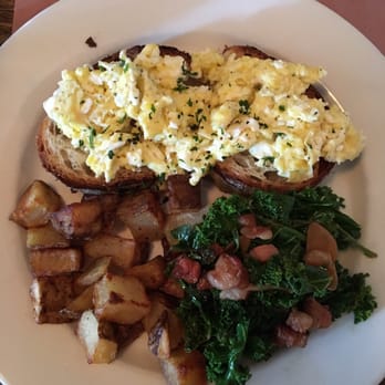 Spaghetti Incident - brunch scrambled eggs over toast with sautéed kale and pancetta $8 - Italian Near Me - New York, New York