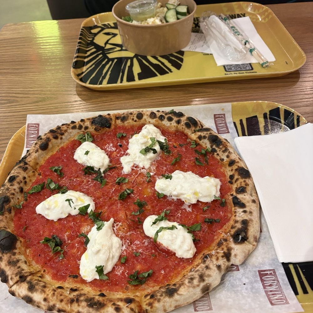 Time Out Market - Margherita Con Burrata Pizza from Forninos - Food Court Near Me - New York, New York Time Out Market - Margherita Con Burrata Pizza from Forninos - Food Court Near Me - New York, New York