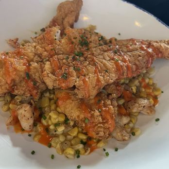 Salt Revival Oyster - Can't remember what this was but it was delicious! Fish dish on corn macque choux - Seafood Near Me - Lake Charles, Louisiana Salt Revival Oyster - Can't remember what this was but it was delicious! Fish dish on corn macque choux - Seafood Near Me - Lake Charles, Louisiana