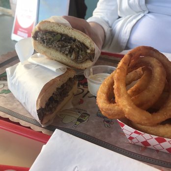 Burger Bun - Cheese steak and onion rings - Burgers Near Me - Glendale, California