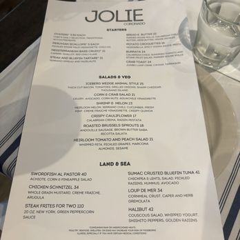 Jolie - Dinner menu - Seafood Near Me - Coronado, California Jolie - Dinner menu - Seafood Near Me - Coronado, California