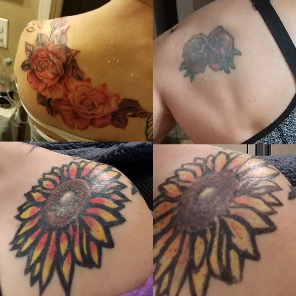 Fluid Ink - Top pic is Antonio's own design. Beautiful cover-up. Bottom is a bad tattoo made good again. I honestly thought laser was my only way out. - Tattoo Near Me - Arlington, Virginia Fluid Ink - Top pic is Antonio's own design. Beautiful cover-up. Bottom is a bad tattoo made good again. I honestly thought laser was my only way out. - Tattoo Near Me - Arlington, Virginia