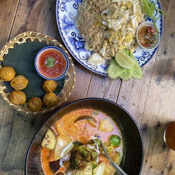 Wayla - Meatballs w noodles, crab fried rice, veg curry - Thai Near Me - New York, New York Wayla - Meatballs w noodles, crab fried rice, veg curry - Thai Near Me - New York, New York