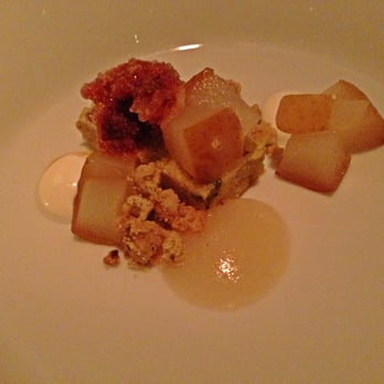 Commis - Pistachio cake with poached pear - New American Near Me - Oakland, California
