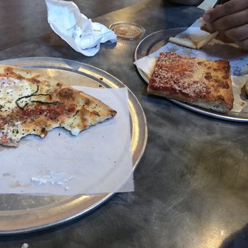Sliceworks - Margherita and Grandma's Pizza Slice with garlic knots - Pizza Near Me - Denver, Colorado