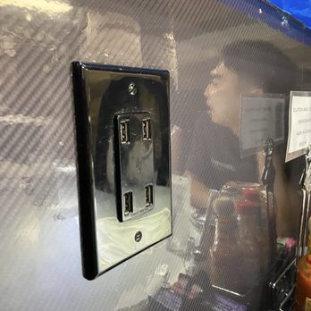 Clutch and Coffee - In wall charger at our booth - Coffee & Tea Near Me - Torrance, California