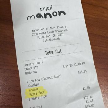 Manon - Order taken correctly but cooked incorrectly. - Thai Near Me - Fullerton, California Manon - Order taken correctly but cooked incorrectly. - Thai Near Me - Fullerton, California