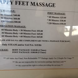 Happy Feet Foot Massage - Price list. Wow! Awesome!