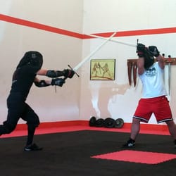 Mike in his first fencing match.