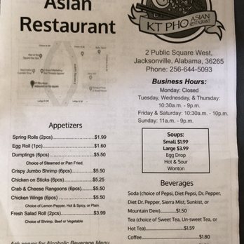 KT PHO Asian Restaurant - Menu - Chinese Near Me - Jacksonville, Alabama