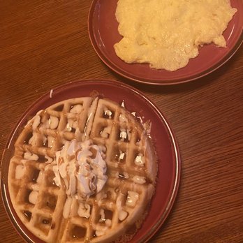 The Glenn Bar & Grill - Cinnamon roll waffle and scrambled eggs - Bars Near Me - Northglenn, Colorado