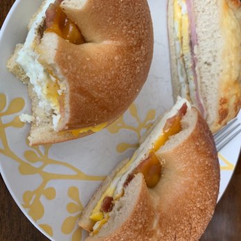 Einstein Bros. Bagels - Ham & Cheese + Egg Bagel Bacon & Cheese + Egg Bagel - Bagels Near Me - Gaithersburg, Maryland Einstein Bros. Bagels - Ham & Cheese + Egg Bagel Bacon & Cheese + Egg Bagel - Bagels Near Me - Gaithersburg, Maryland