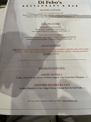 Menu photo 1 DiFebo's Restaurant Bethany Beach Bethany Beach, DE Menu photo 1 DiFebo's Restaurant Bethany Beach Bethany Beach, DE