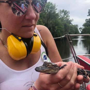 Airboat Adventures - Me holding the baby alligator. - Boat Tours Near Me - Lafitte, Louisiana Airboat Adventures - Me holding the baby alligator. - Boat Tours Near Me - Lafitte, Louisiana