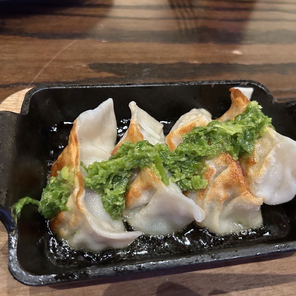 MM by Morimoto - Pork gyoza with an interesting cilantro-ginger topping - Japanese Near Me - Montclair, New Jersey MM by Morimoto - Pork gyoza with an interesting cilantro-ginger topping - Japanese Near Me - Montclair, New Jersey