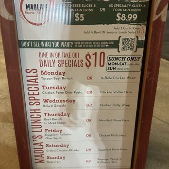 Maola's Pizza and Restaurant - Weekly Linch Specials - Italian Near Me - Cornelius, North Carolina Maola's Pizza and Restaurant - Weekly Linch Specials - Italian Near Me - Cornelius, North Carolina