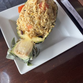 Rain Thai and Sushi Bar - Pineapple fried rice with chicken and shrimp, Hubs said it was the best he's had . - Asian Fusion Near Me - Atlanta, Georgia