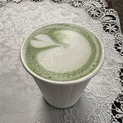 Excellent matcha oatmilk latte