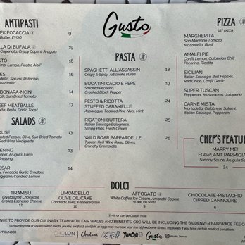 Gusto - Regular menu - Italian Near Me - Denver, Colorado