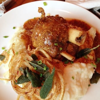 Mountain Brauhaus - Schweinshaxe on the Specials Menu: Pork Shank Braised with White Wine and Mustard served with Mashed Potatoes & Sauerkraut - New American Near Me - Gardiner, New York Mountain Brauhaus - Schweinshaxe on the Specials Menu: Pork Shank Braised with White Wine and Mustard served with Mashed Potatoes & Sauerkraut - New American Near Me - Gardiner, New York