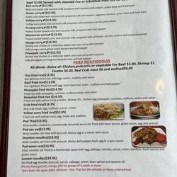 Cozy Thai Restaurant - Menu