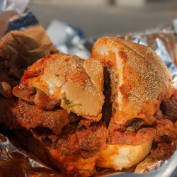 California Sandwiches - Massive veal sandwich with mushrooms