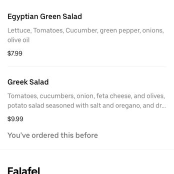 Falafel N Cafe - Menu for salad description. - Mediterranean Near Me - Clearwater, Florida Falafel N Cafe - Menu for salad description. - Mediterranean Near Me - Clearwater, Florida