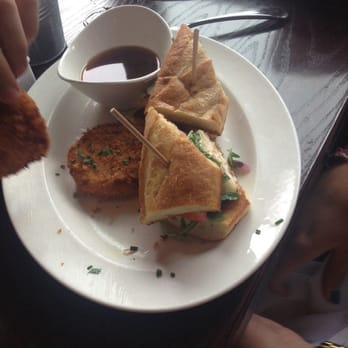 Crosby's Kitchen - Chicken dip sandwich with bacon potato cakes on the side. - American Near Me - Chicago, Illinois Crosby's Kitchen - Chicken dip sandwich with bacon potato cakes on the side. - American Near Me - Chicago, Illinois