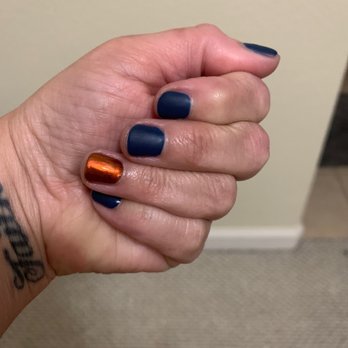Be My Nails - Nails with matte and a orange chrome accent nail. - Nail Salons Near Me - Milpitas, California Be My Nails - Nails with matte and a orange chrome accent nail. - Nail Salons Near Me - Milpitas, California