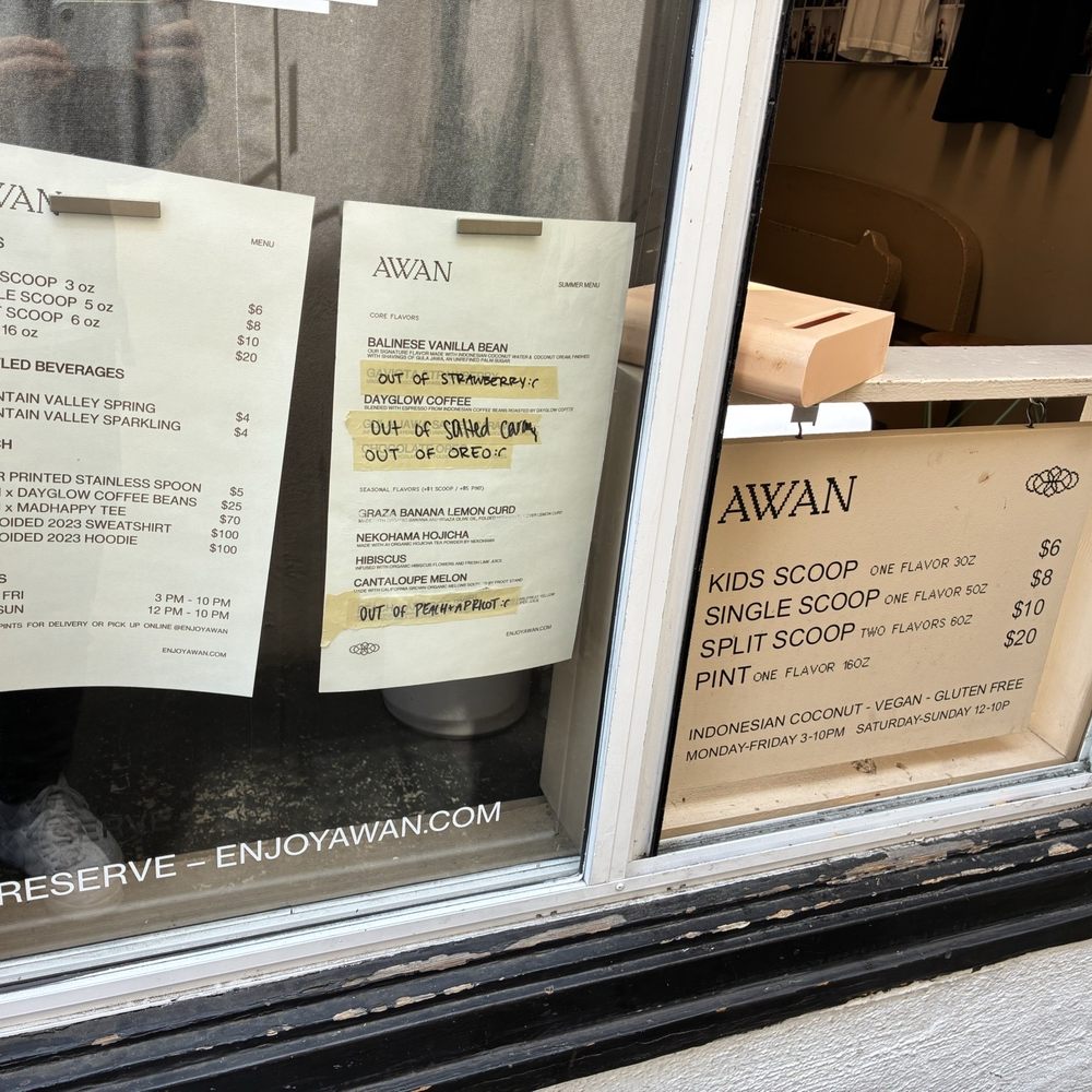 AWAN - Menu (Sep 2025) - Ice Cream & Frozen Yogurt Near Me - West Hollywood, California AWAN - Menu (Sep 2025) - Ice Cream & Frozen Yogurt Near Me - West Hollywood, California