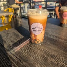 Brown sugar milk tea with boba Brown sugar milk tea with boba