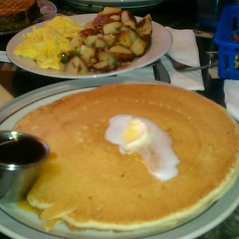 Good Day Cafe - Jumbo pancake order. Comes with two eggs and Bacon or sausage, I substituted potatoes for Bacon. And they were good! - Breakfast & Brunch Near Me - Vallejo, California Good Day Cafe - Jumbo pancake order. Comes with two eggs and Bacon or sausage, I substituted potatoes for Bacon. And they were good! - Breakfast & Brunch Near Me - Vallejo, California