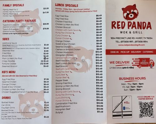 Menu photo 1 Red Panda Wok & Grill Hurst, TX Menu photo 1 Red Panda Wok & Grill Hurst, TX