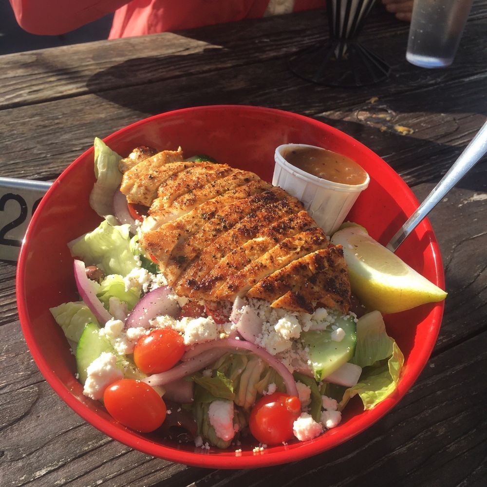 The Lighthouse Grill - Greek Salad with Grilled Chicken - American Near Me - Trinidad, California The Lighthouse Grill - Greek Salad with Grilled Chicken - American Near Me - Trinidad, California