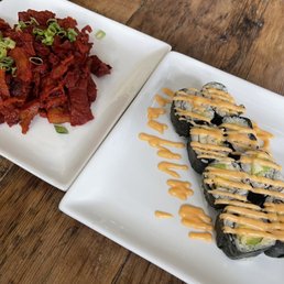 Spicy tuna roll and the BBQ "roast pork"