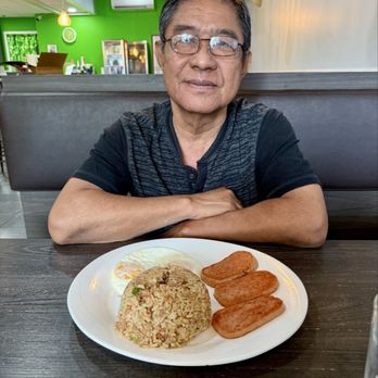 Jessica's - My husband Armando and his yummy breakfast Adobo Fried Rice with Spam & Eggs - Breakfast & Brunch Near Me - Aiea, Hawaii Jessica's - My husband Armando and his yummy breakfast Adobo Fried Rice with Spam & Eggs - Breakfast & Brunch Near Me - Aiea, Hawaii