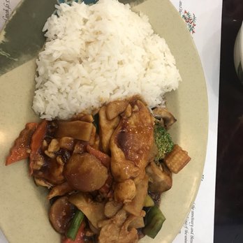 Chan's Asian Wok - Korean spicy chicken & white rice (lunch, $5.95) - Chinese Near Me - Mason, Ohio