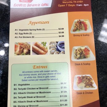 Ashi Express - Menu - Japanese Near Me - Maryville, Tennessee