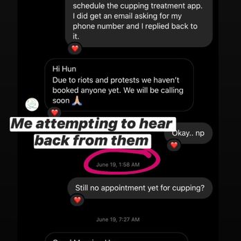 Healing Therapy Spa - Screenshot of our convo.. me attempting to get a hold of them - Massage Therapy Near Me - Whittier, California Healing Therapy Spa - Screenshot of our convo.. me attempting to get a hold of them - Massage Therapy Near Me - Whittier, California