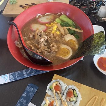 Shimoda Ramen and Sushi - Spicy Chicken Miso and Spicy salmon roll. - Ramen Near Me - Havelock, North Carolina Shimoda Ramen and Sushi - Spicy Chicken Miso and Spicy salmon roll. - Ramen Near Me - Havelock, North Carolina