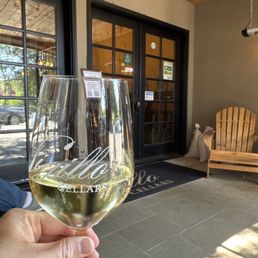 Glass of white wine on the patio on a 90 degree day!