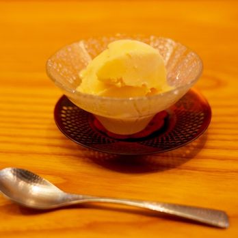 Hirohisa - Seasonal dessert, which was a peach ice cream was light and refreshing. However, a tad bit too simple in my opinion. - Japanese Near Me - New York, New York Hirohisa - Seasonal dessert, which was a peach ice cream was light and refreshing. However, a tad bit too simple in my opinion. - Japanese Near Me - New York, New York