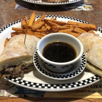 Black Bear Diner - Tri-tip sandwich with sweet potato fries and dipping juice - Diners Near Me - Rancho Cucamonga, California