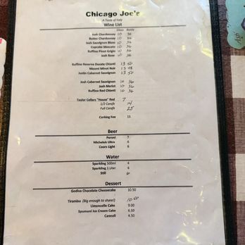 Chicago Joe's - Drink menu - Italian Near Me - Las Vegas, Nevada Chicago Joe's - Drink menu - Italian Near Me - Las Vegas, Nevada