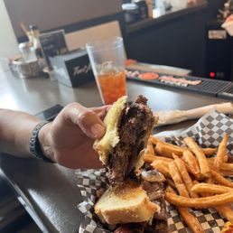 Swiss mushroom burger