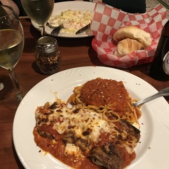 La Bella Tavola - Eggplant w/ spaghetti and Fettuccine w/shrimp!!! - Italian Near Me - Gonzales, Texas