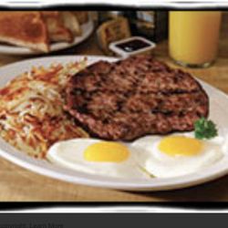 Country Pride - Chop steak Breakfast with hash browns and toast