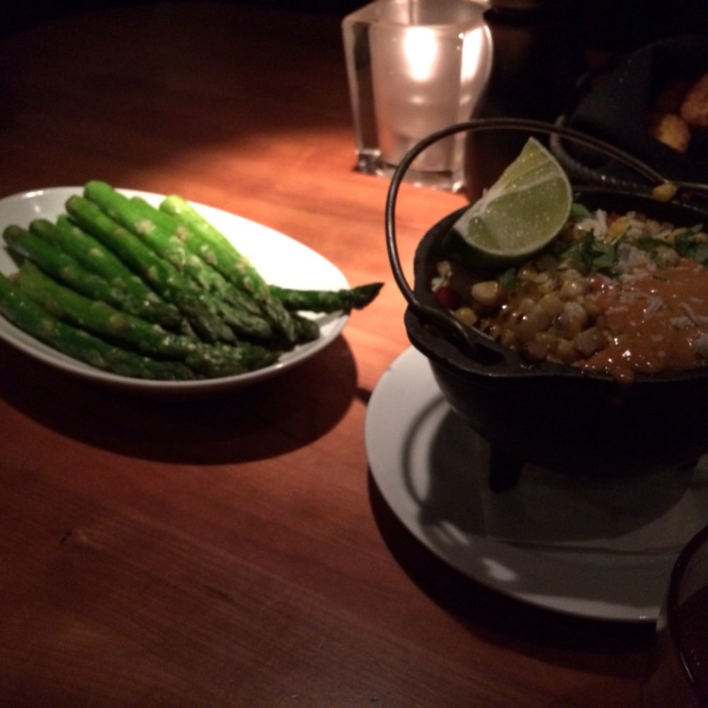 Roaring Fork - Asparagus and Mexican Street Corn. The corn was a definite treat. - New American Near Me - Austin, Texas Roaring Fork - Asparagus and Mexican Street Corn. The corn was a definite treat. - New American Near Me - Austin, Texas